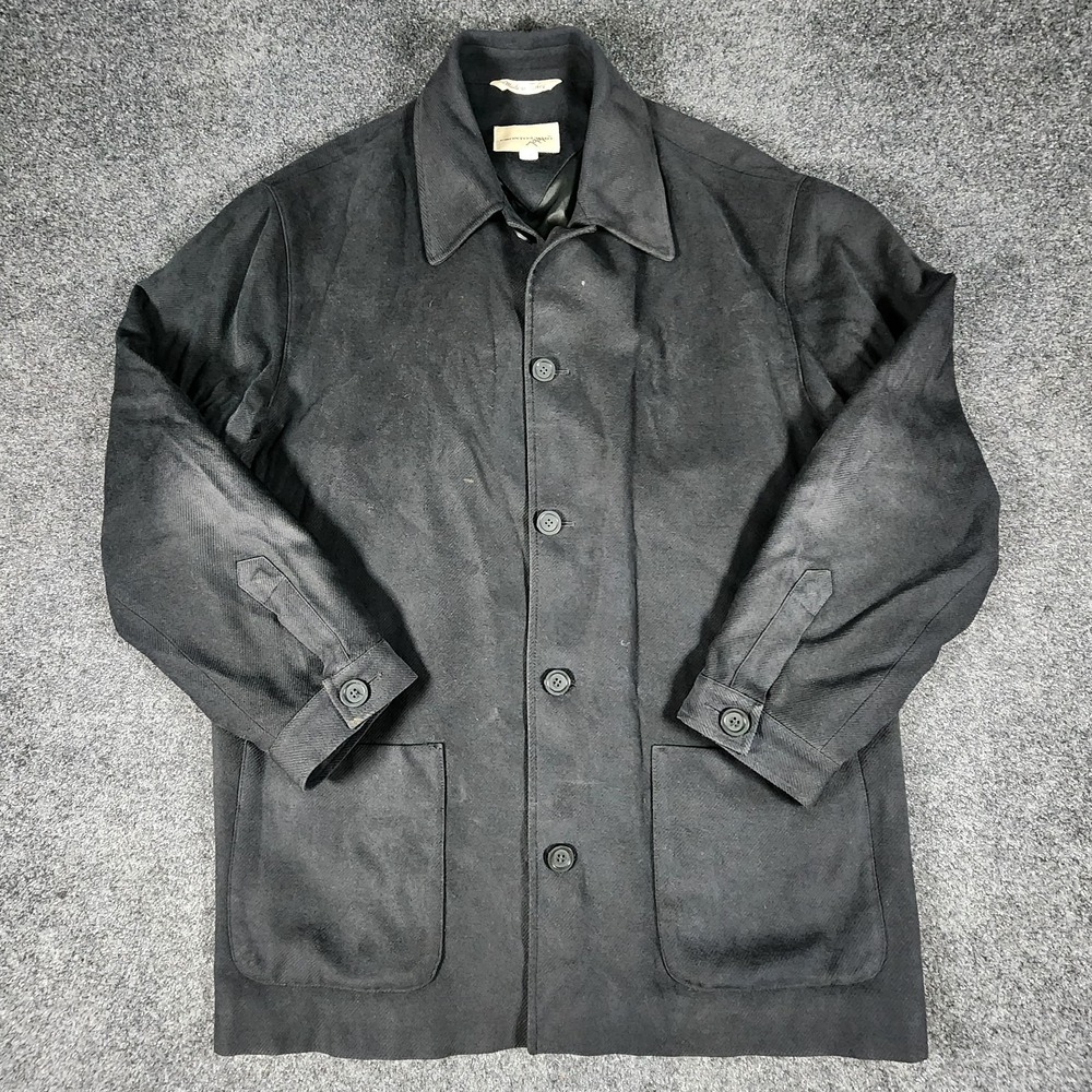 Pronto-Uomo Men's L Black Jacket Overcoat Lined 5 Button Viscose Mix Classic